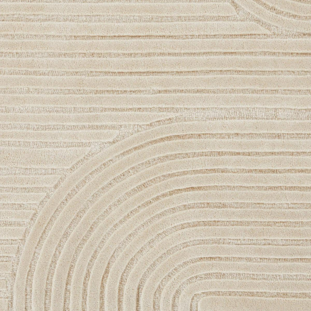 Beige Cut-Loop Hand-Tufted Wool Rug