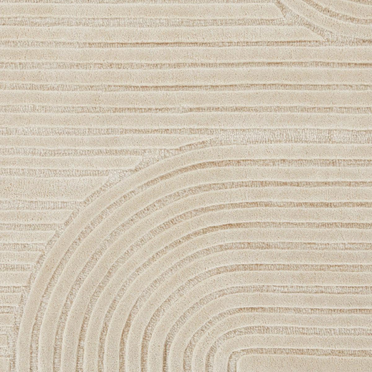 Beige Cut-Loop Hand-Tufted Wool Rug