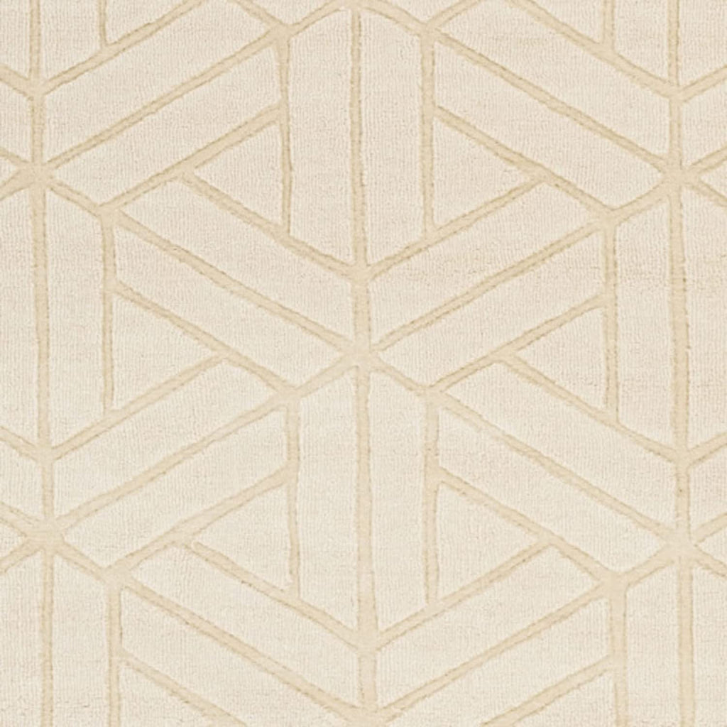 Beige Cut-Loop Hand-Tufted Wool Rug