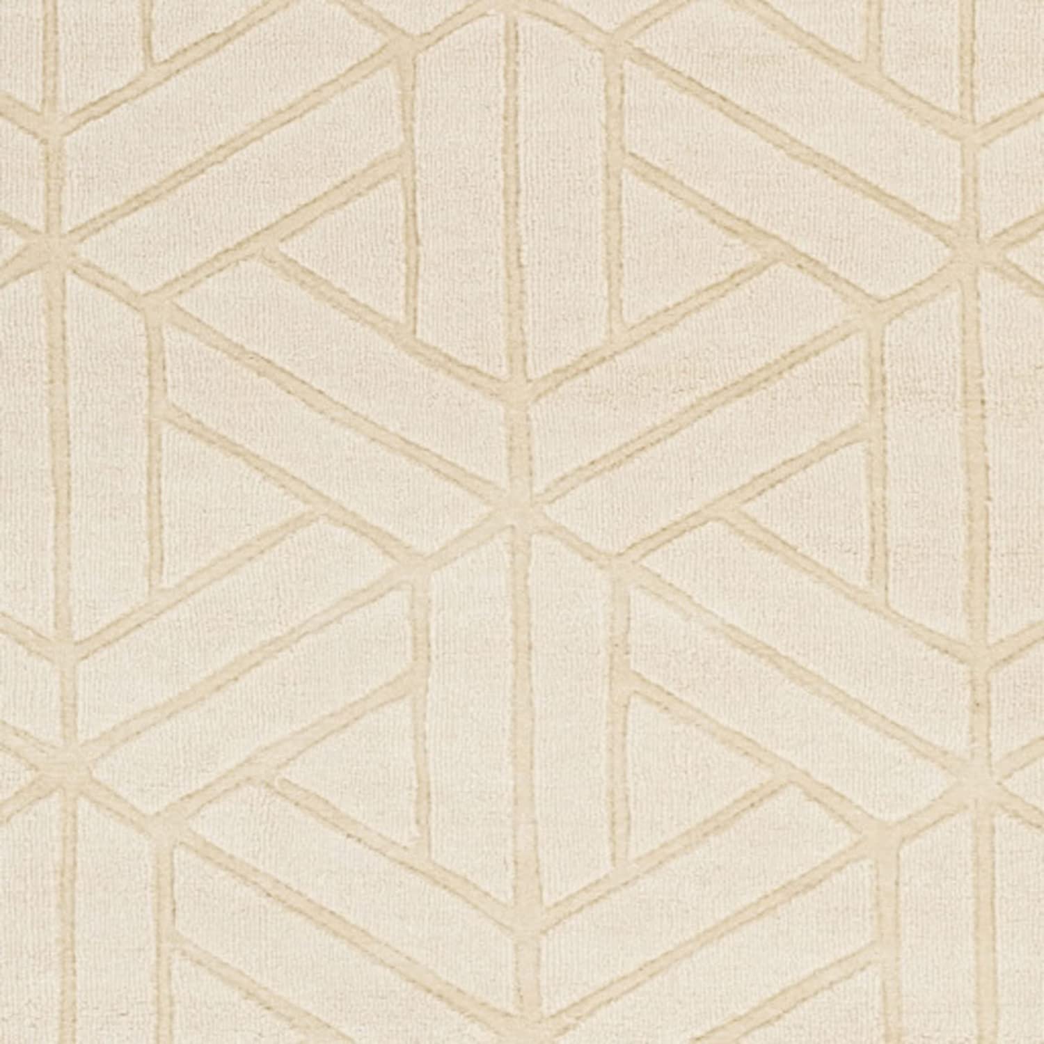 Beige Cut-Loop Hand-Tufted Wool Rug