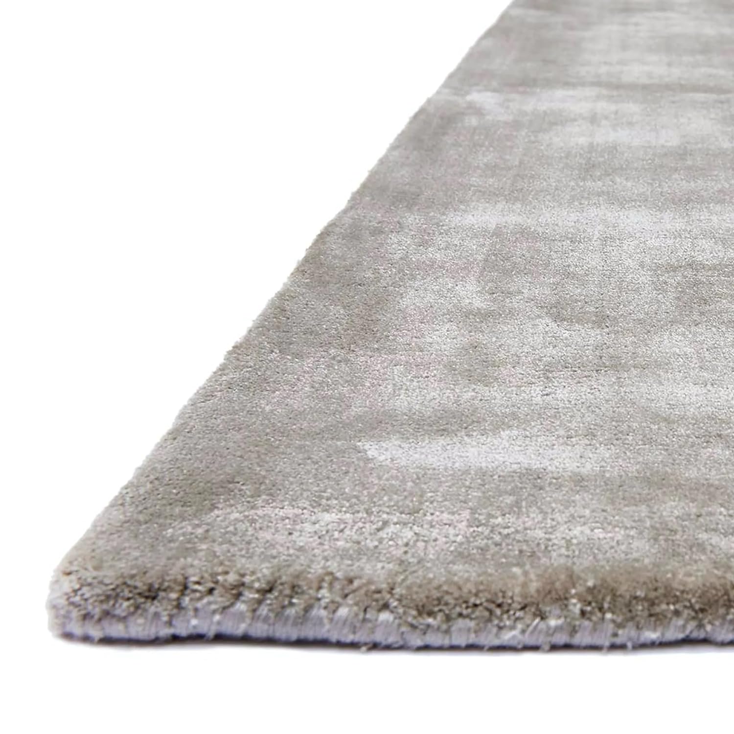 Beige Velvet Mirage Viscose Silk Hand-Tufted Rug