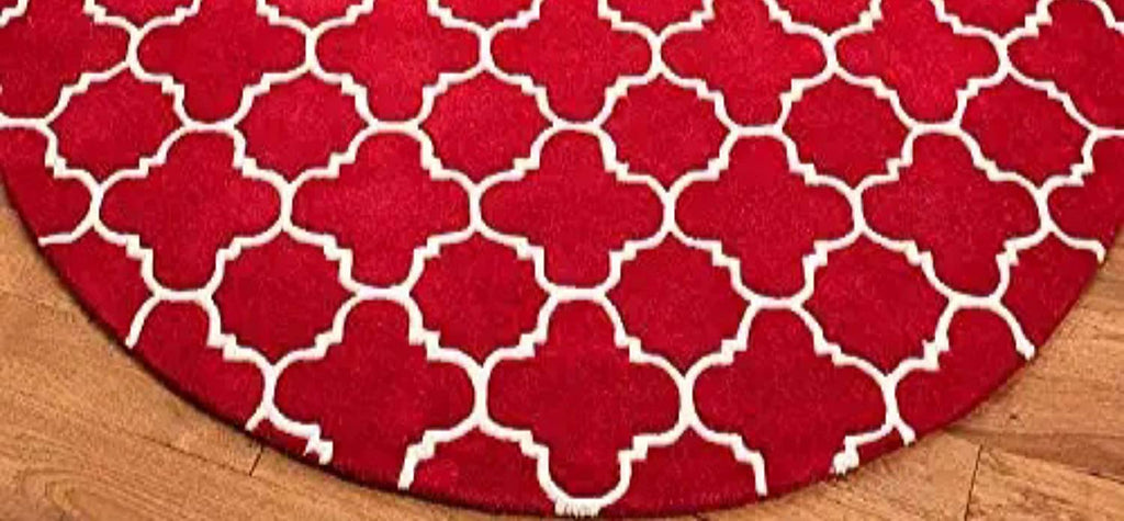 Red Beehive Hand Tufted Round Rug