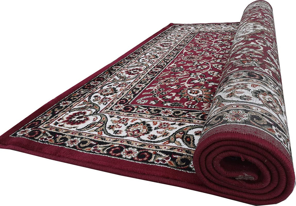 Maroon Color Kashmiri Persian Design Area Rug