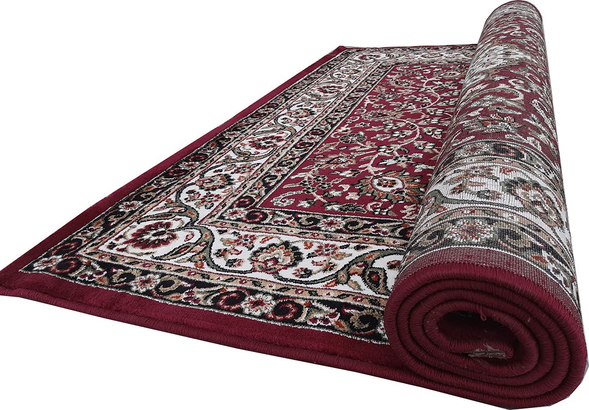 Maroon Color Kashmiri Persian Design Area Rug