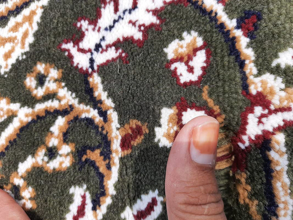 Green Color Kashmiri Persian Design Area Rug