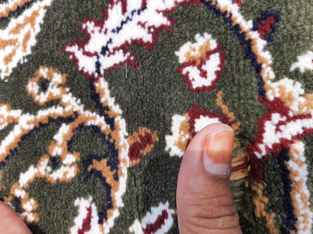 Green Color Kashmiri Persian Design Area Rug