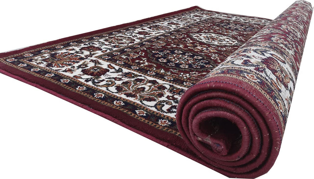 Maroon Color Kashmiri Persian Design Area Rug