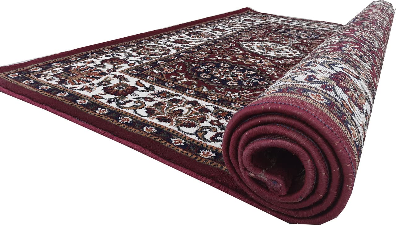 Maroon Color Kashmiri Persian Design Area Rug