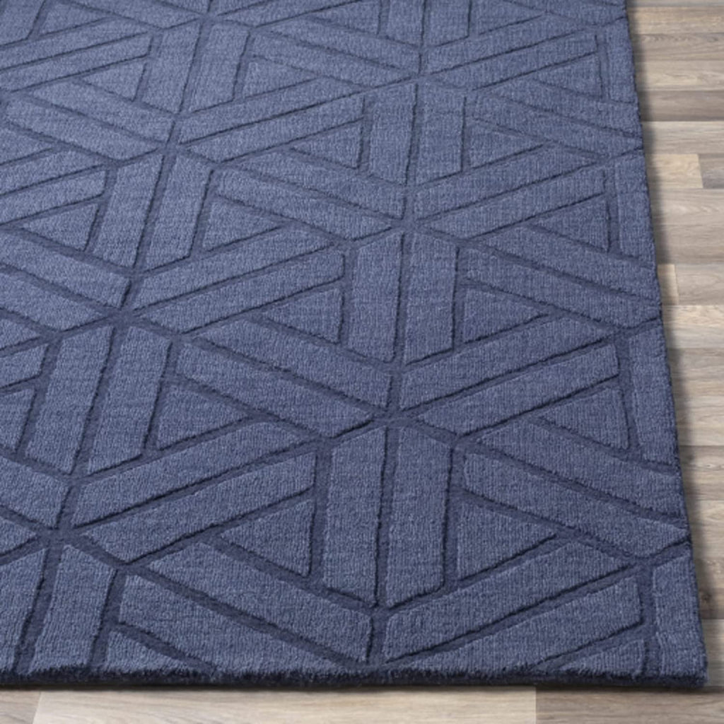 Blue Cut-Loop Hand-Tufted Wool Rug