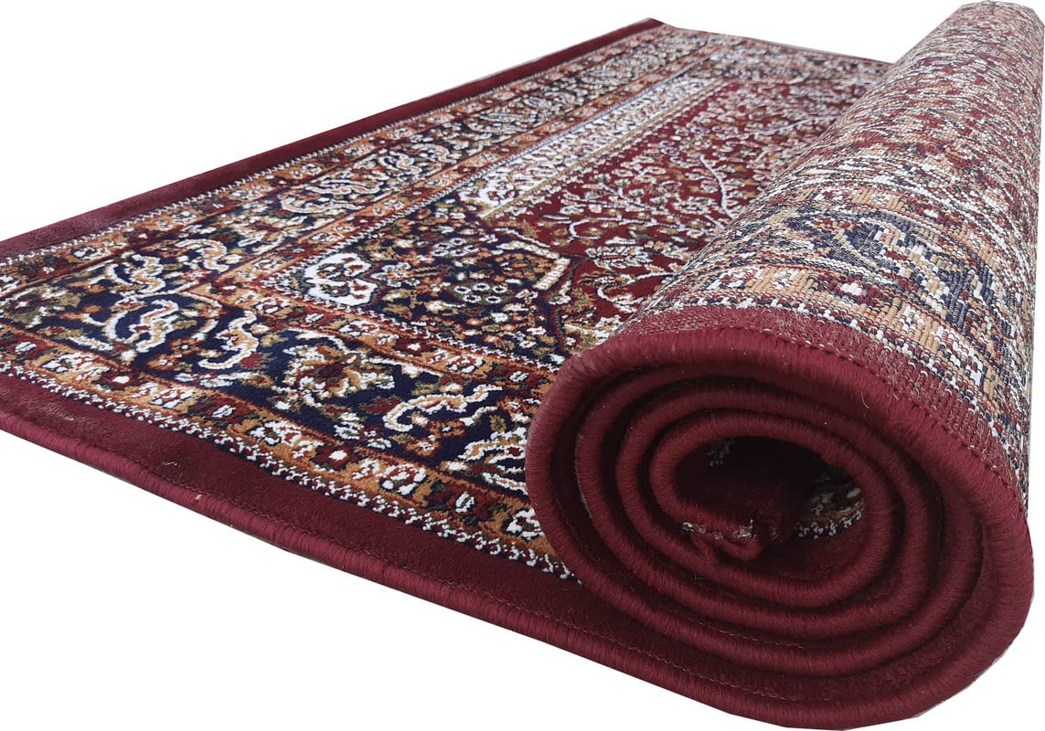 Maroon Color Kashmiri Persian Design Area Rug