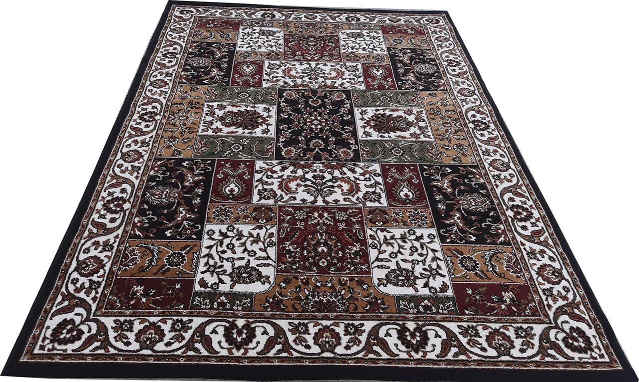 Black Color Kashmiri Persian Design Area Rug
