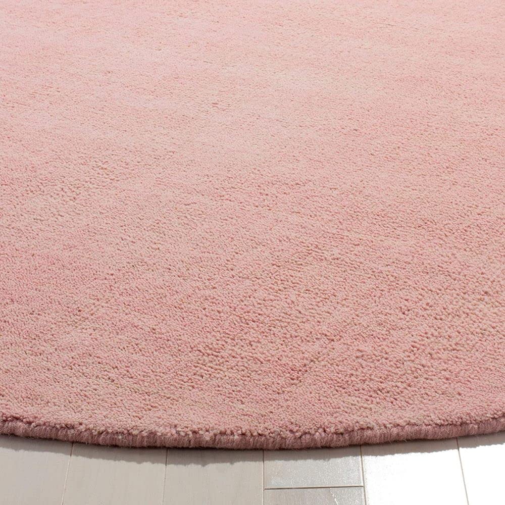 Baby Pink Hand Tufted Round Rug – Solid Carpet for Modern Homes