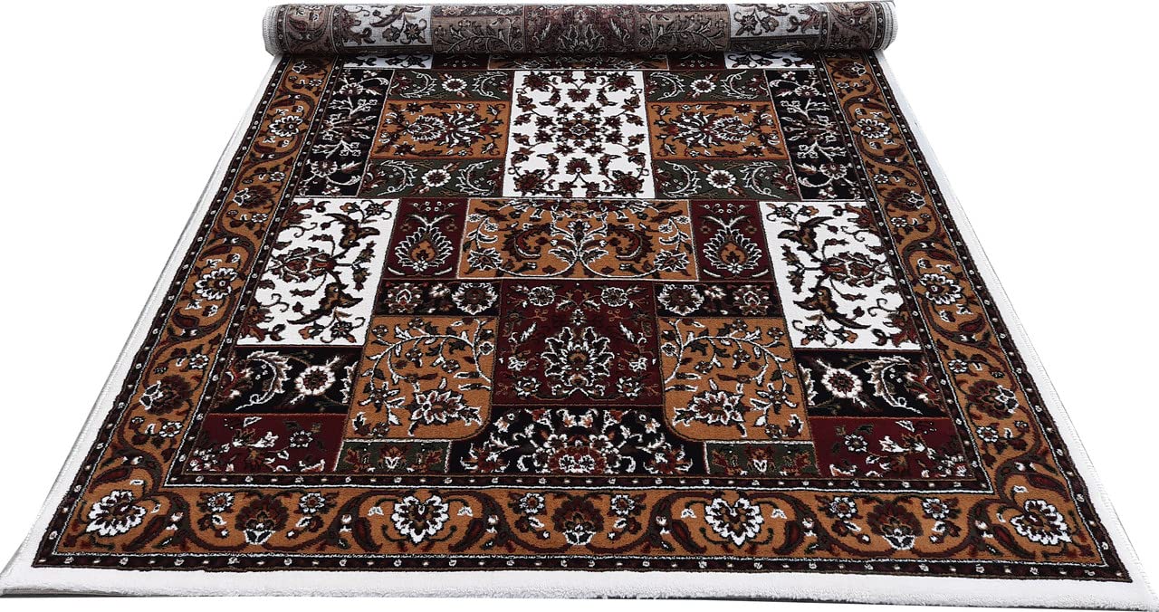 White Color Kashmiri Persian Design Area Rug