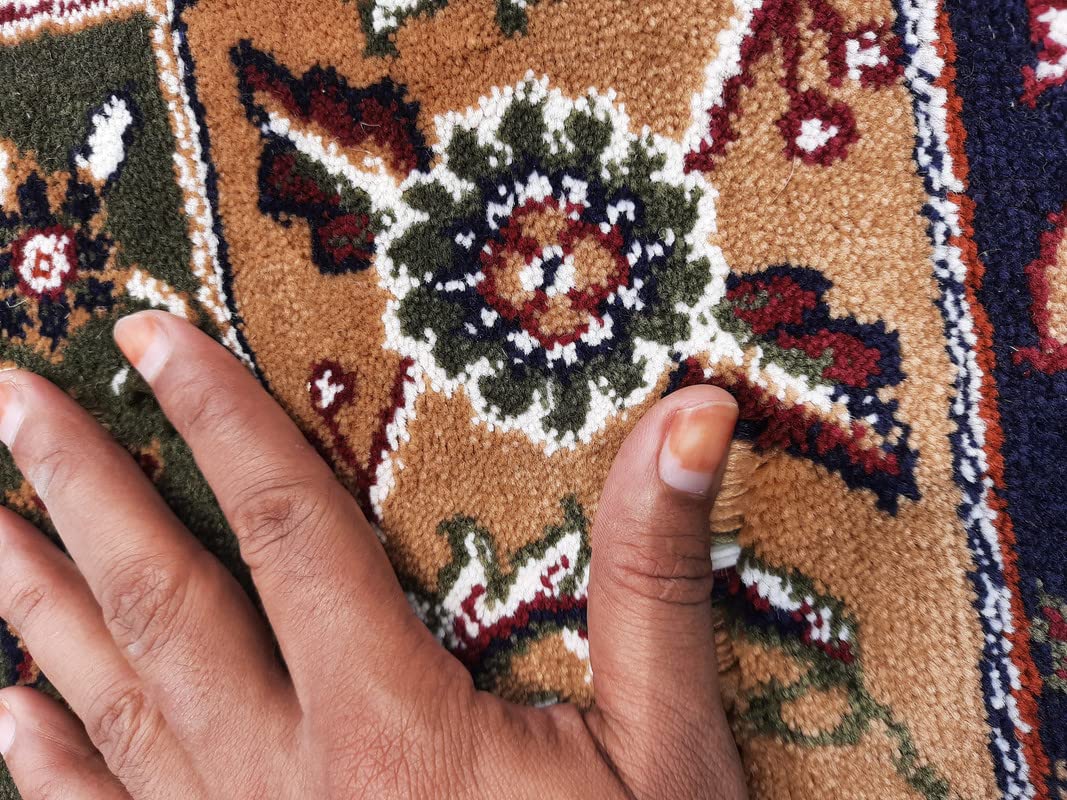 Green Color Kashmiri Persian Design Area Rug