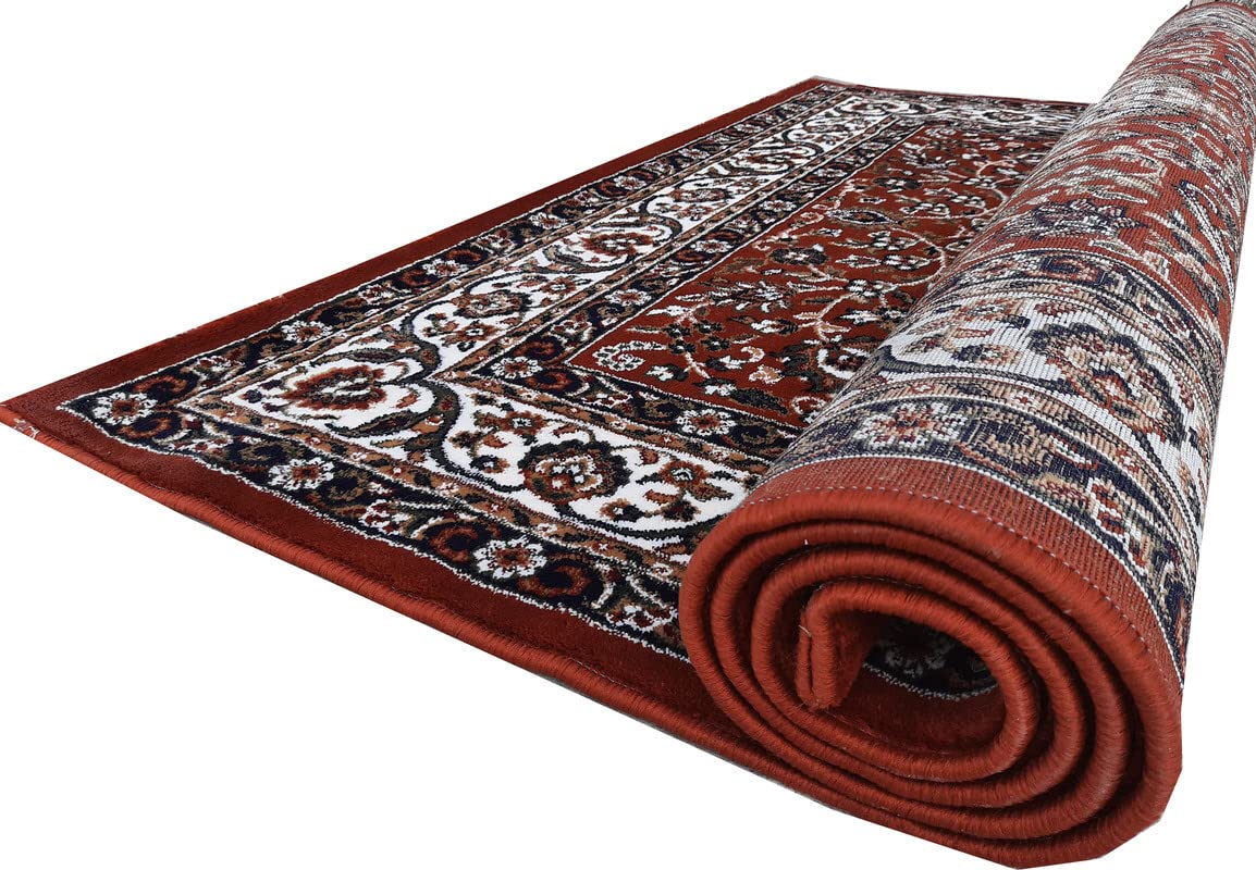 Maroon Color Kashmiri Persian Design Area Rug