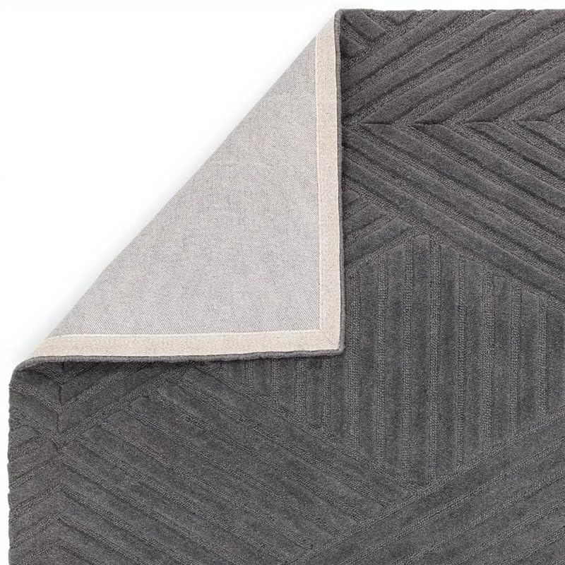 Dark Grey Cut-Loop Hand-Tufted Wool Rug
