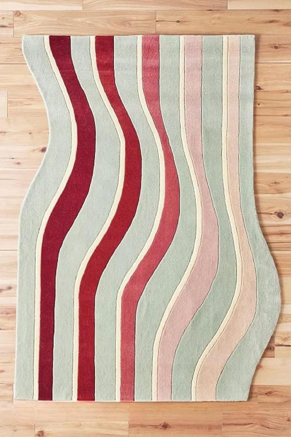 Lite Blue Hand-Tufted Irregular Rug