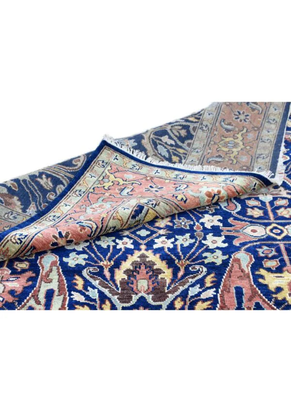 Navy Blue Oushak Hand-Knotted Wool Rug