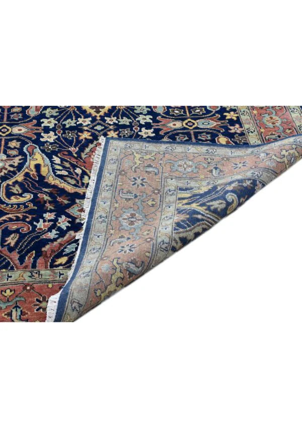 Navy Blue Oushak Hand-Knotted Wool Rug