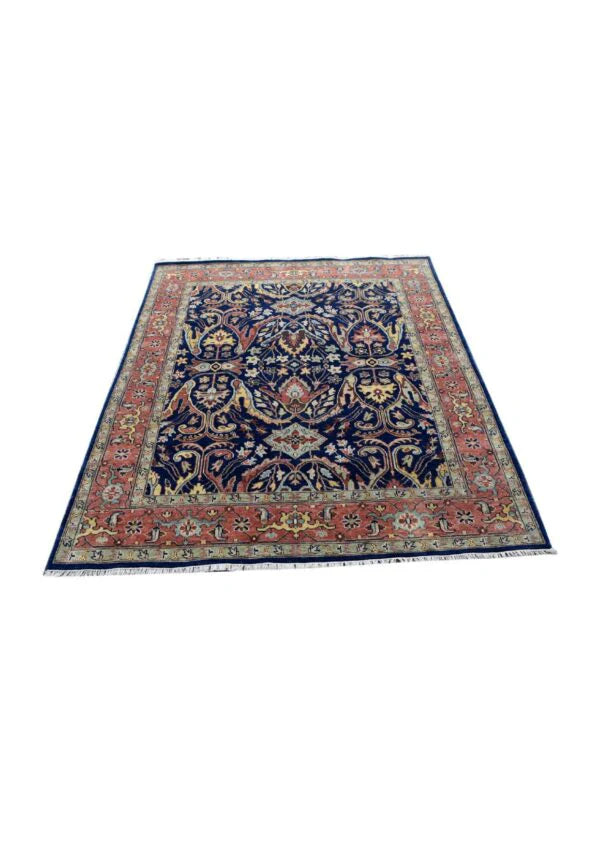 Navy Blue Oushak Hand-Knotted Wool Rug