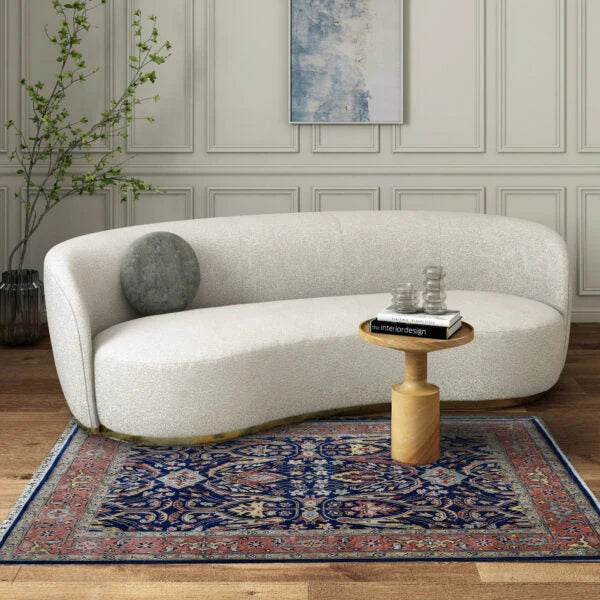 Navy Blue Oushak Hand-Knotted Wool Rug