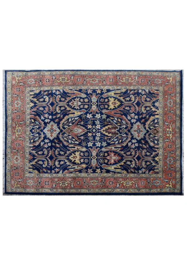Navy Blue Oushak Hand-Knotted Wool Rug