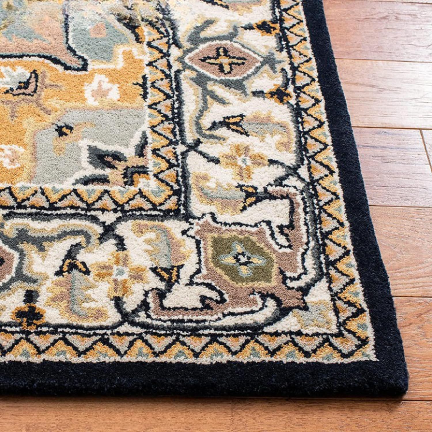 Black Persian Heriz Area Rug