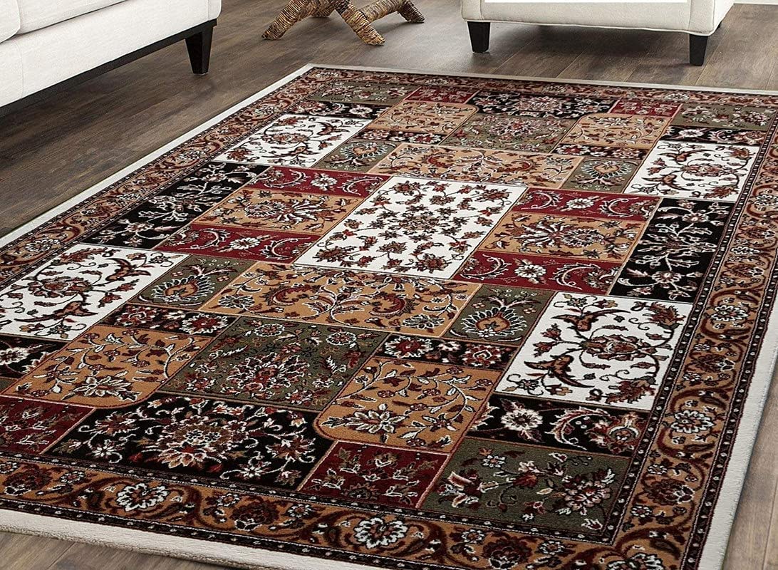White Color Kashmiri Persian Design Area Rug
