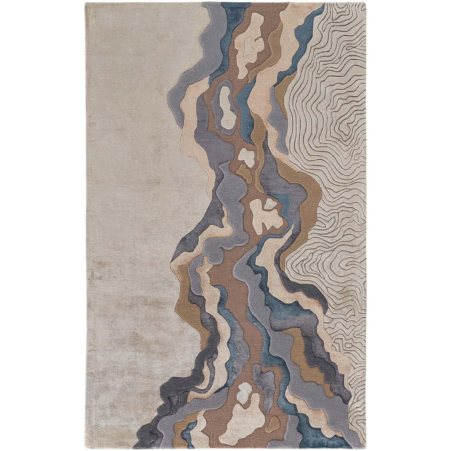 Multicolor Viscose Silk & Wool Hand-Tufted Rug