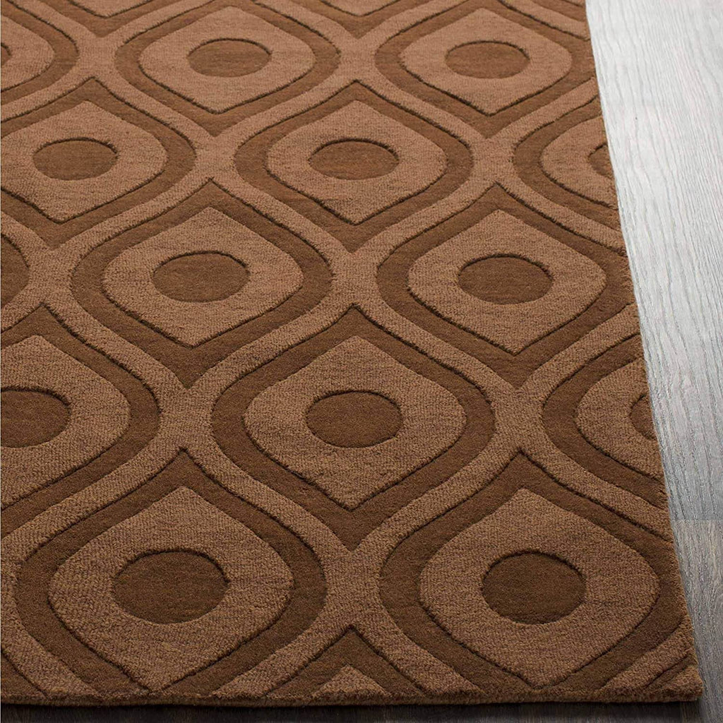 Beige Beehive Cut-Loop Hand-Tufted Wool Rug