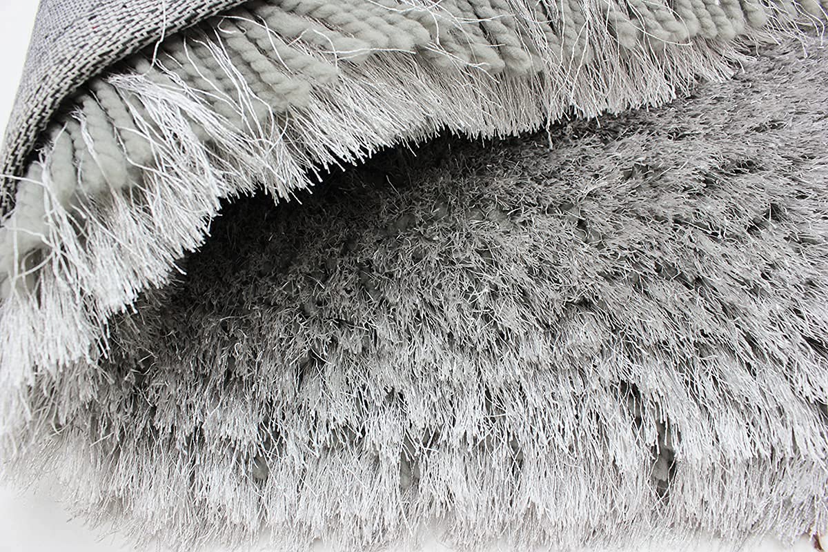 Silver Handmade Shaggy Carpet – Ultra Soft Area Rug for Living Room & Bedroom