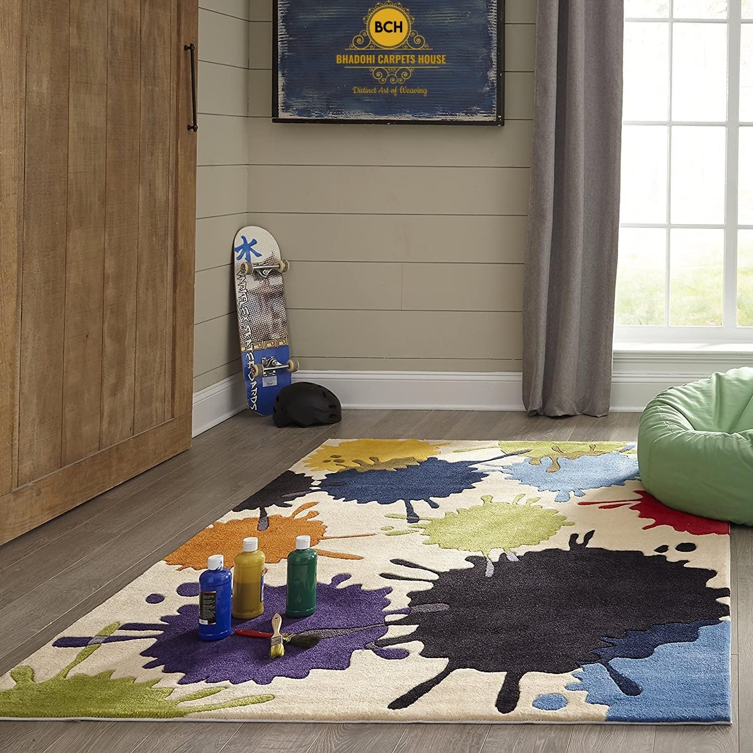 Cream Spots – Handmade Wool Nursery Rug, Baby Room, Kid’s Room, Playroom, Child’s Space Area Rug, Toddler Bedroom Carpets – Perfect for Children's Room Décor