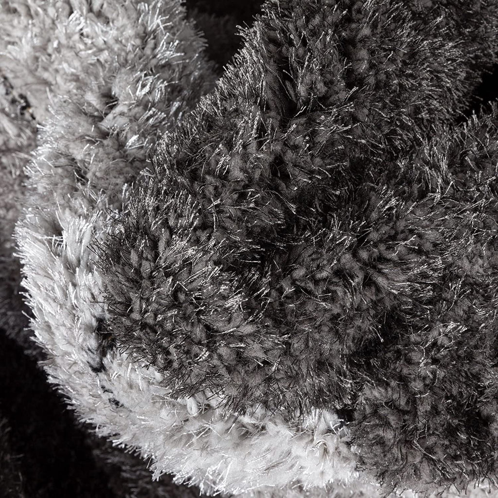 Black & Grey Stripes Carpet | Soft & Fluffy Microfiber Area Rug