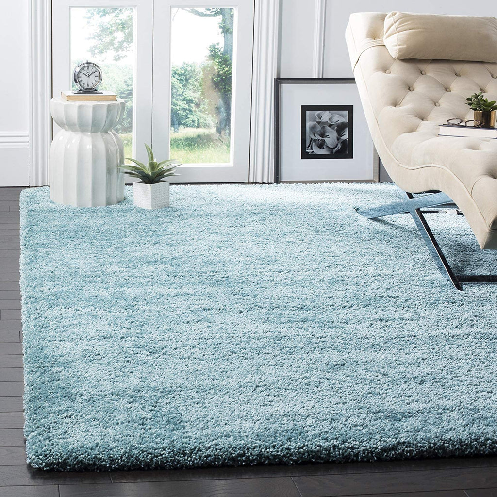 Sky Blue Handmade Shaggy Carpet – Ultra Soft Area Rug for Living Room & Bedroom