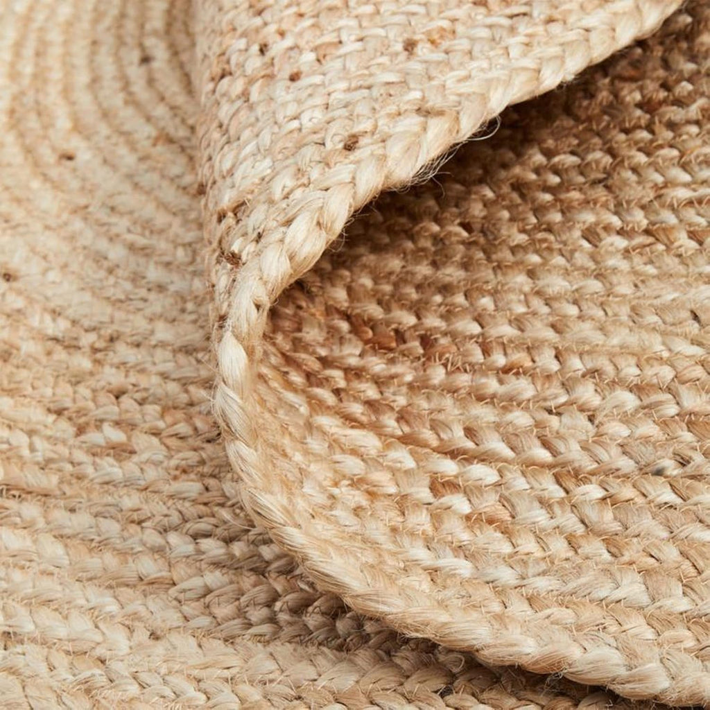 Natural Beige Round Handmade Braided Jute Rug
