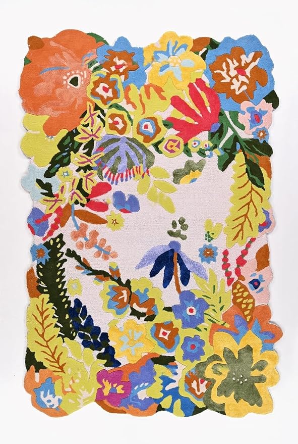Multicolor Foliage Hand-Tufted Irregular Rug