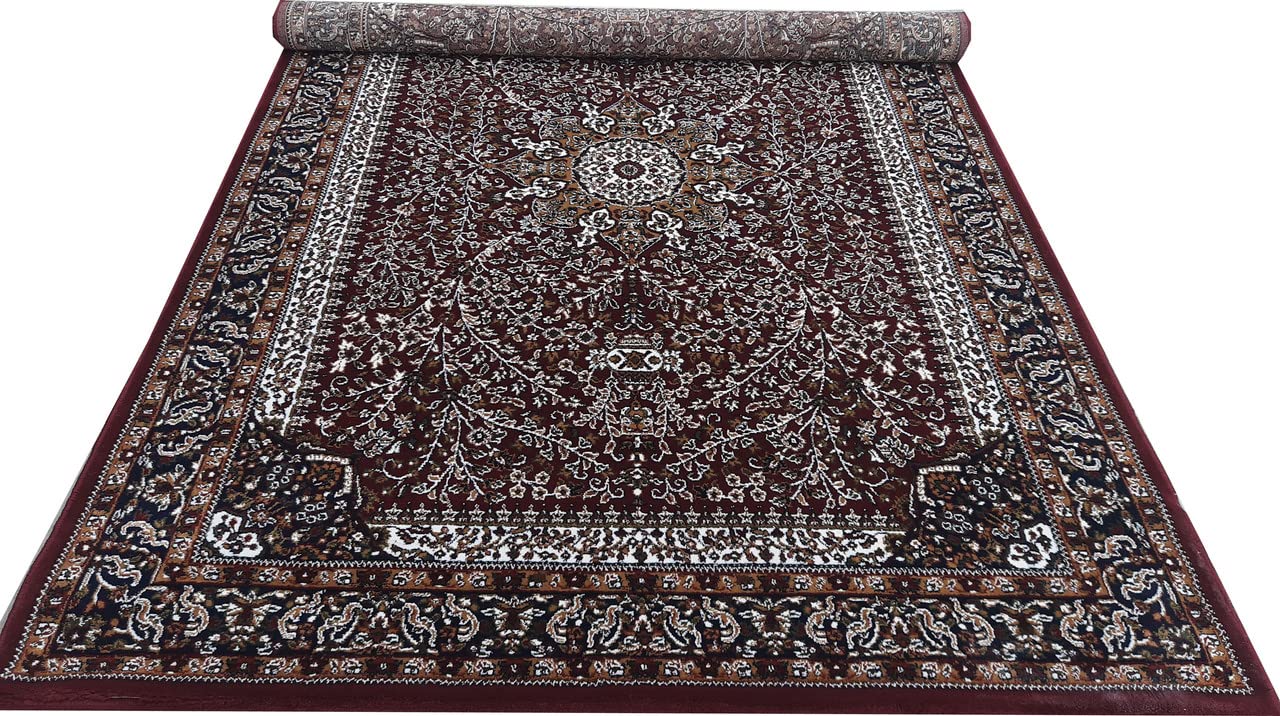 Maroon Color Kashmiri Persian Design Area Rug