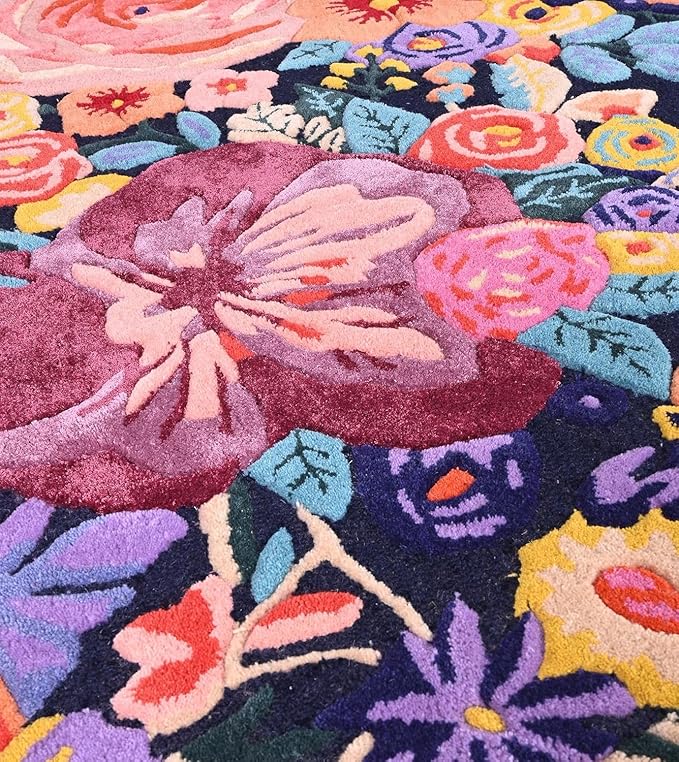 Blue Foliage Hand-Tufted Irregular Rug