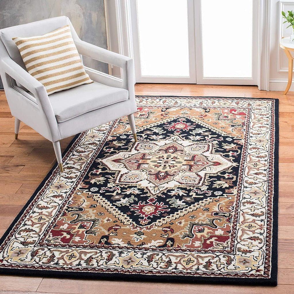 Black Persian Heriz Area Rug