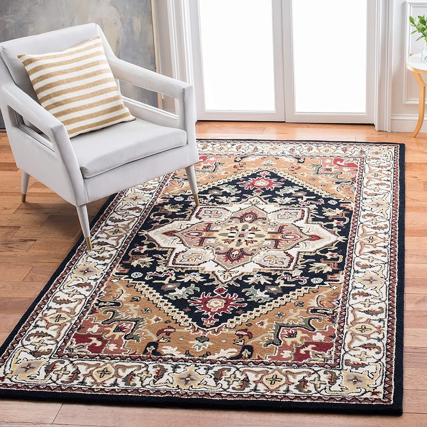 Black Persian Heriz Area Rug