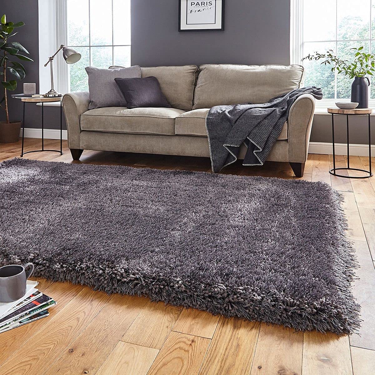 Dark Grey Handmade Shaggy Carpet – Ultra Soft Area Rug for Living Room & Bedroom