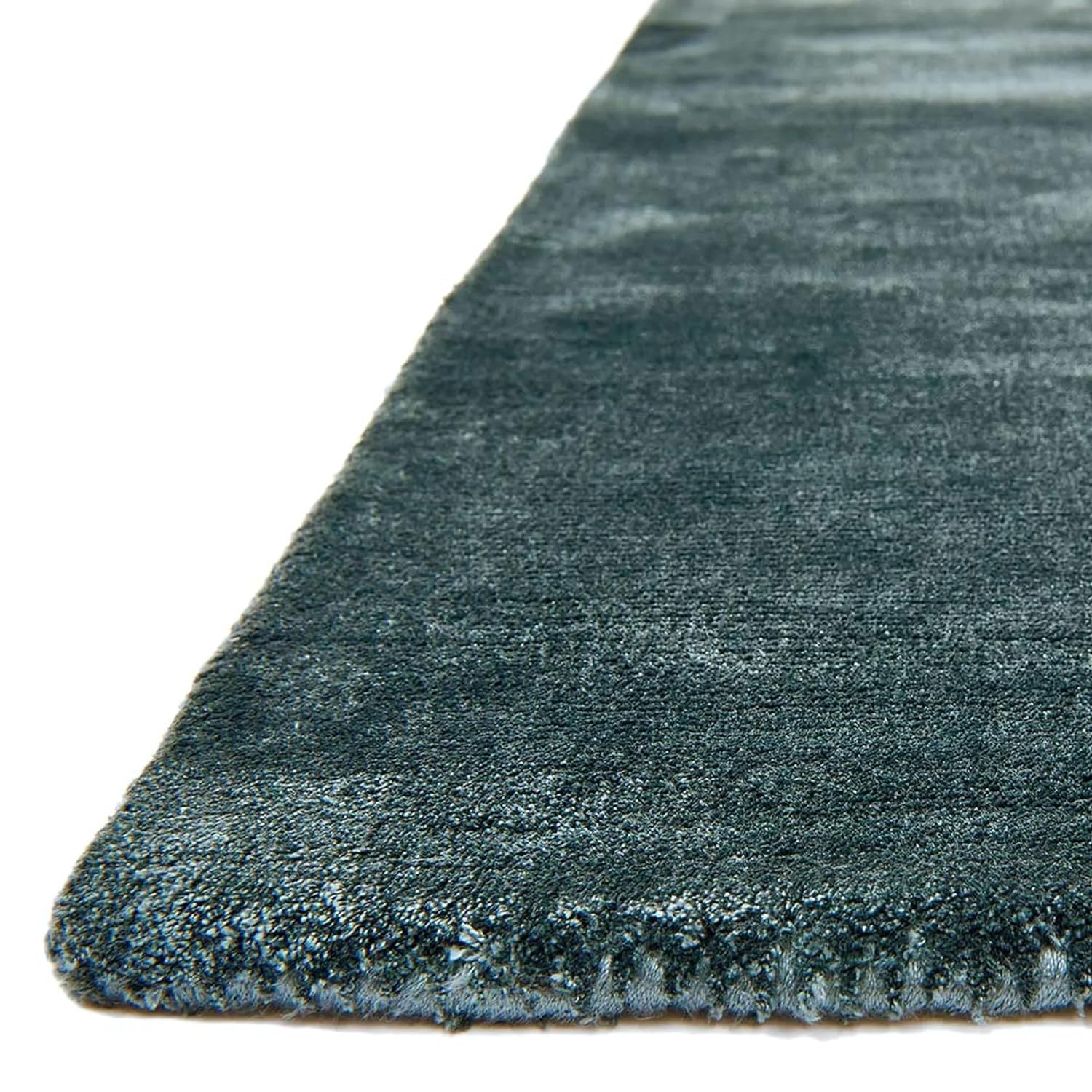 Encore Teal Ethereal Weft Viscose Silk Hand-Tufted Rug