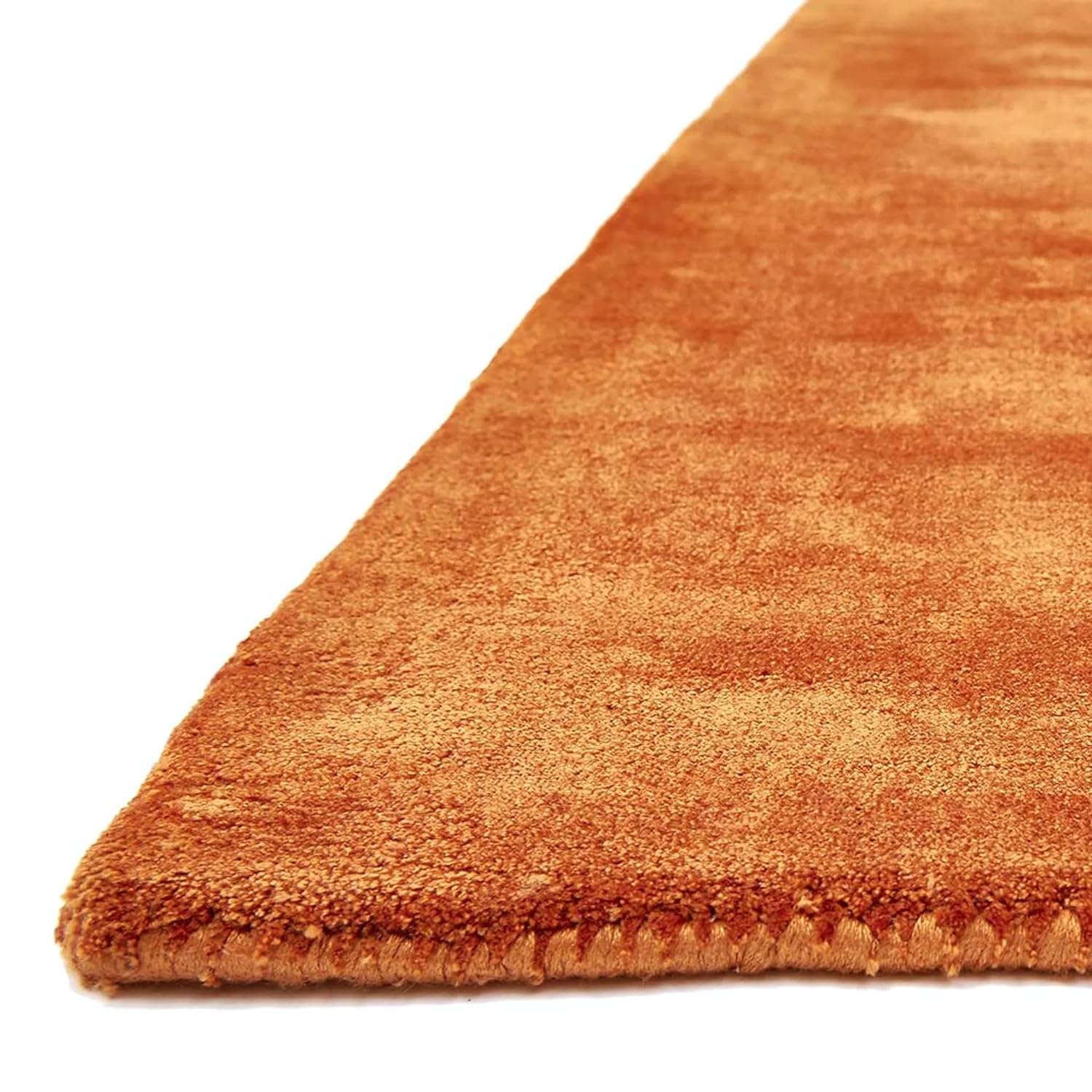 Orange Silk Shadows Viscose Silk Hand-Tufted Rug