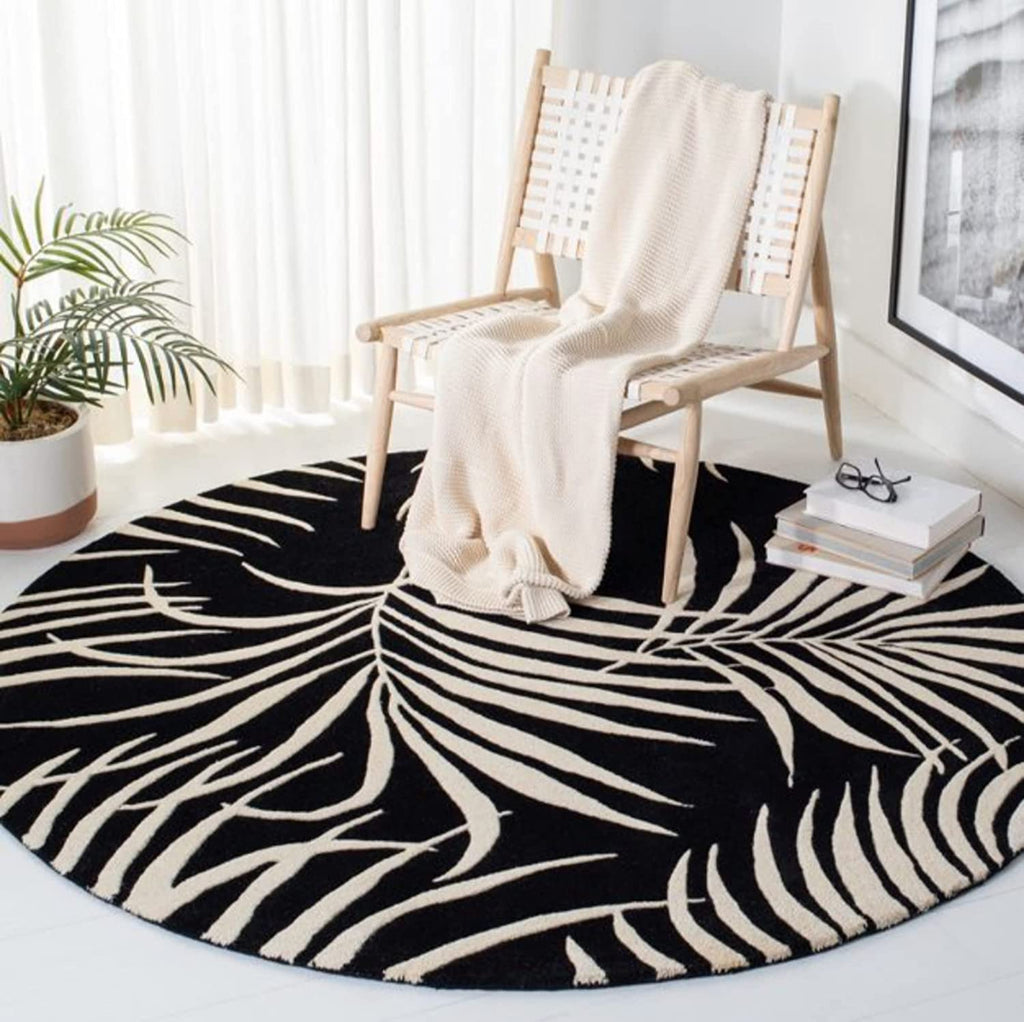 Black & White Hand Tufted Round Rug – Premium Carpet for Modern Homes