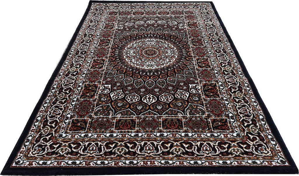 Black Color Kashmiri Persian Design Area Rug