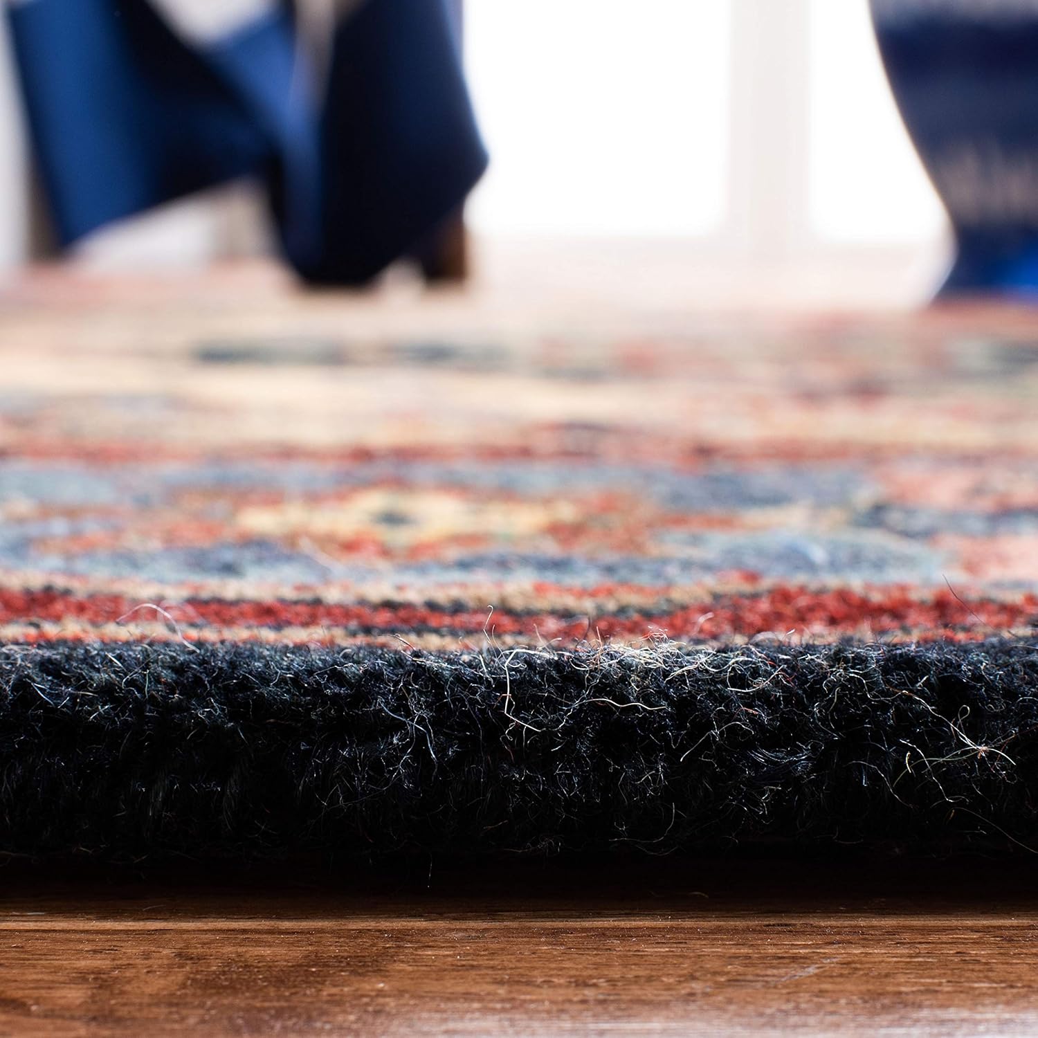 Navy Blue Handmade Vintage Persian Carpet