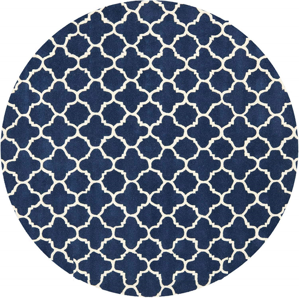 Navy Blue Beehive Hand Tufted Round Rug