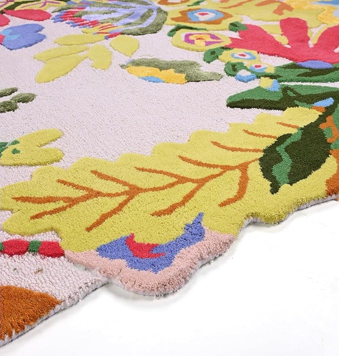 Multicolor Foliage Hand-Tufted Irregular Rug