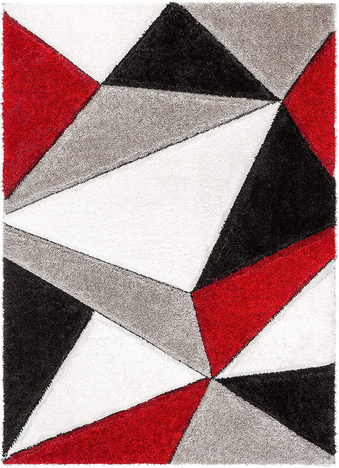Red & Black Shaggy Carpet | Luxurious Handmade Microfiber Area Rug