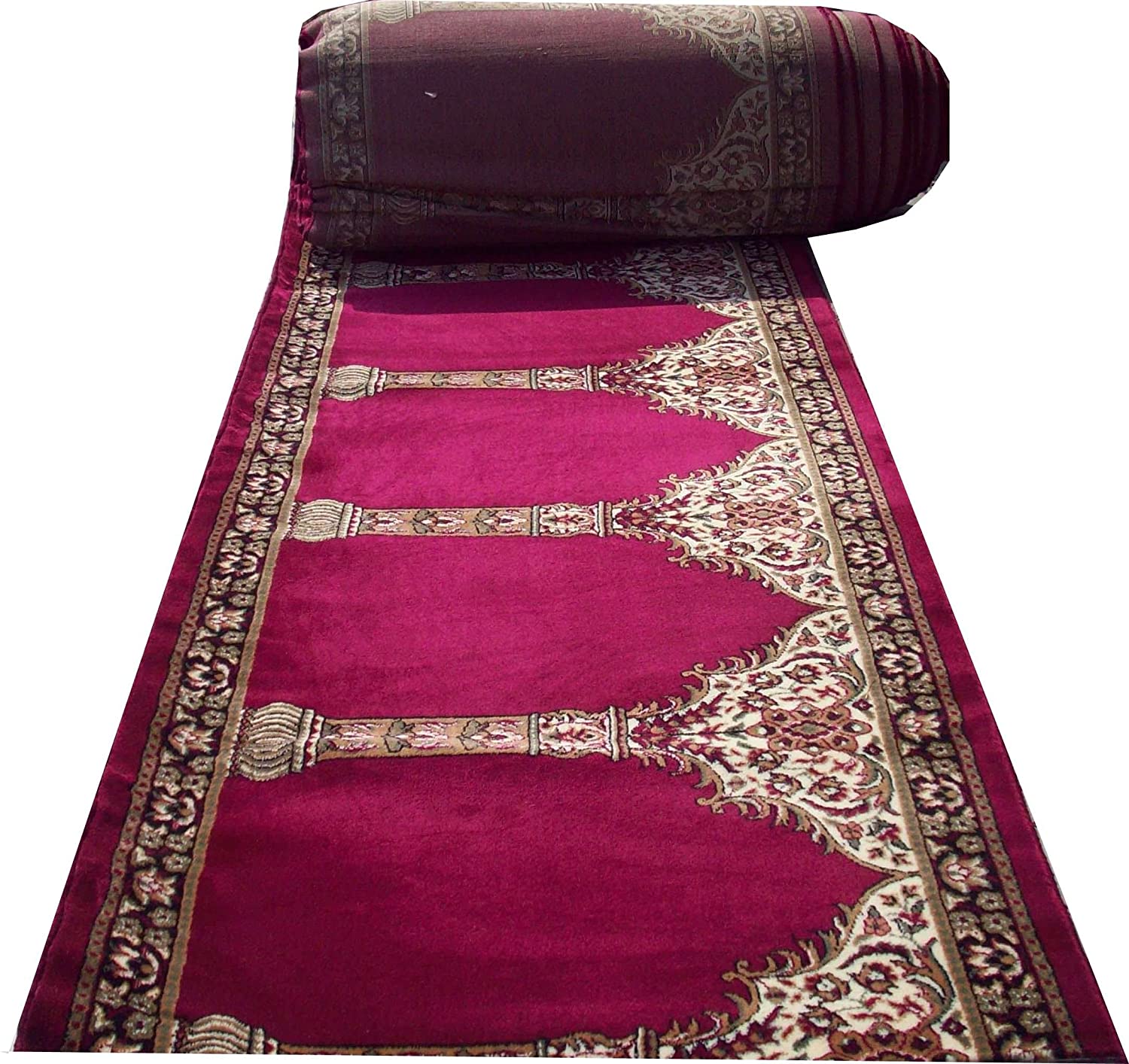 Maroon Janamaz Roll – Luxury Masjid Carpet | High Pile 12mm Mosque Prayer Mat & Premium Janamaz Rug